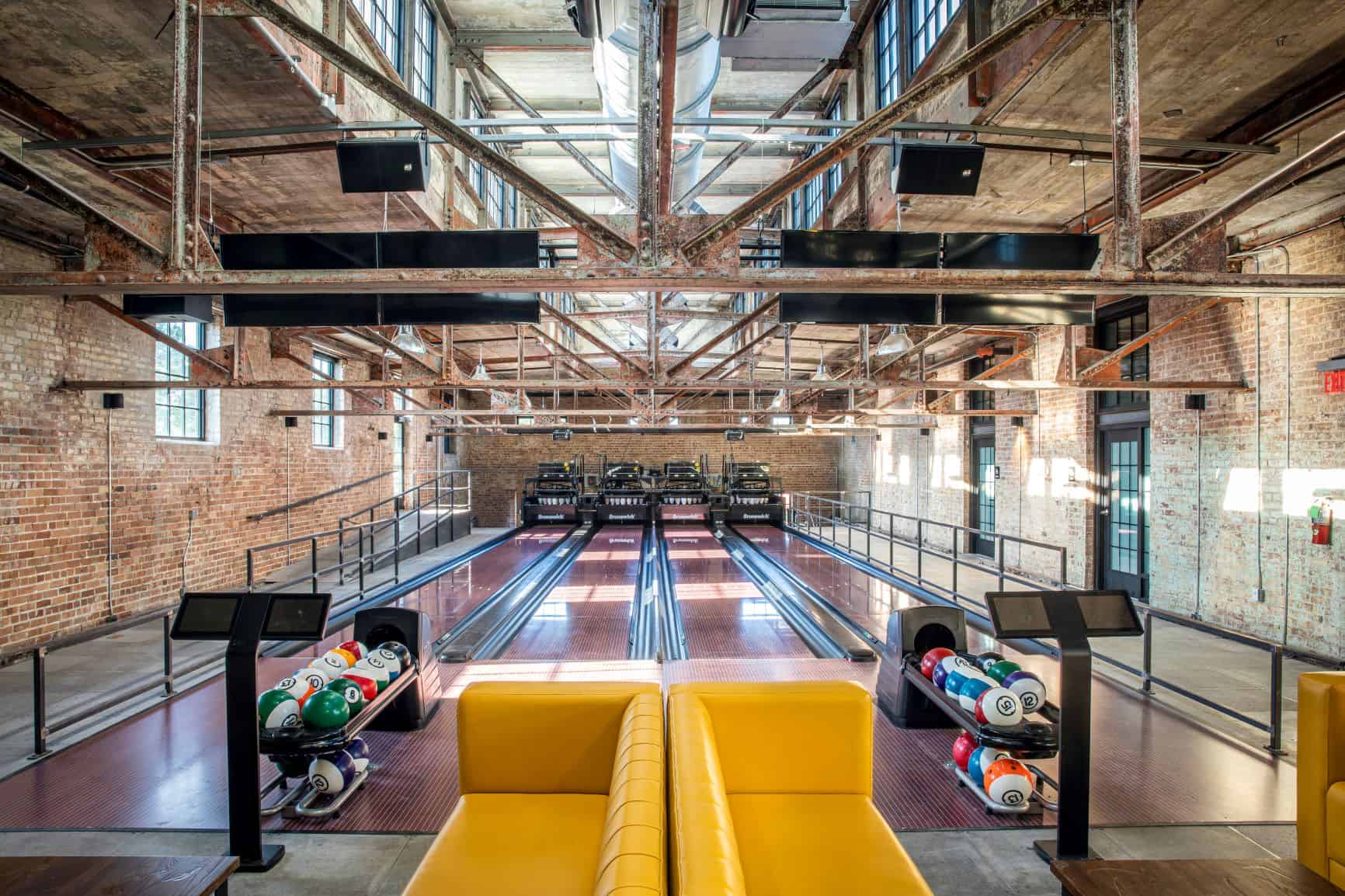 5th floor bowling lanes at Red Stick