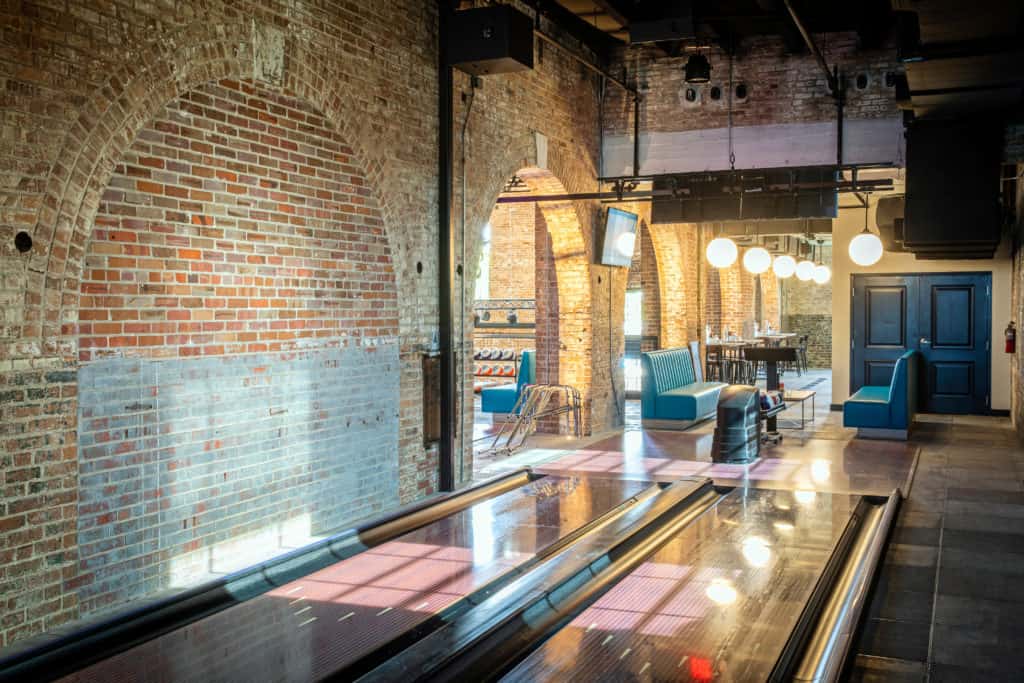Image of bowling lanes on 3rd floor of Red Stick Social
